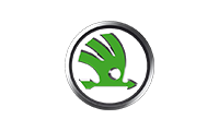 Logotipo de vehículos Skoda en verde y plata